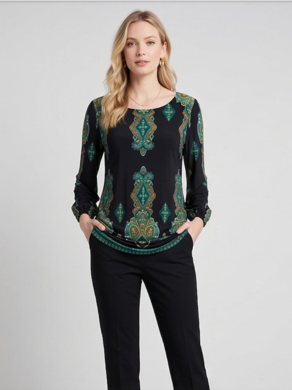 Inc Paisley Print Tunic Dress Black